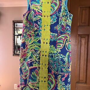 Lilly Pulitzer Blue and Green Paisley Midi Dress